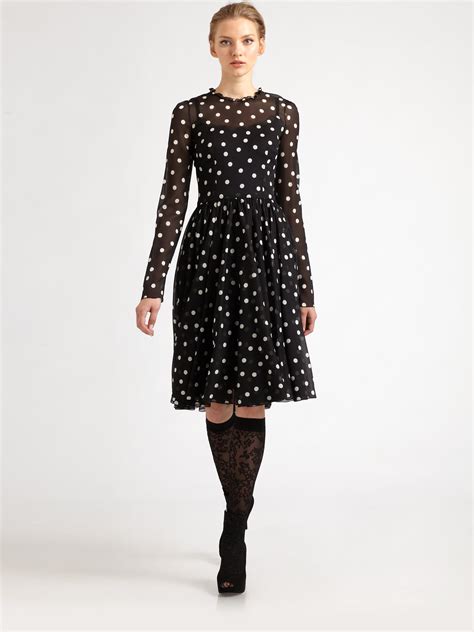 prada pink silk printed polka dot dress
